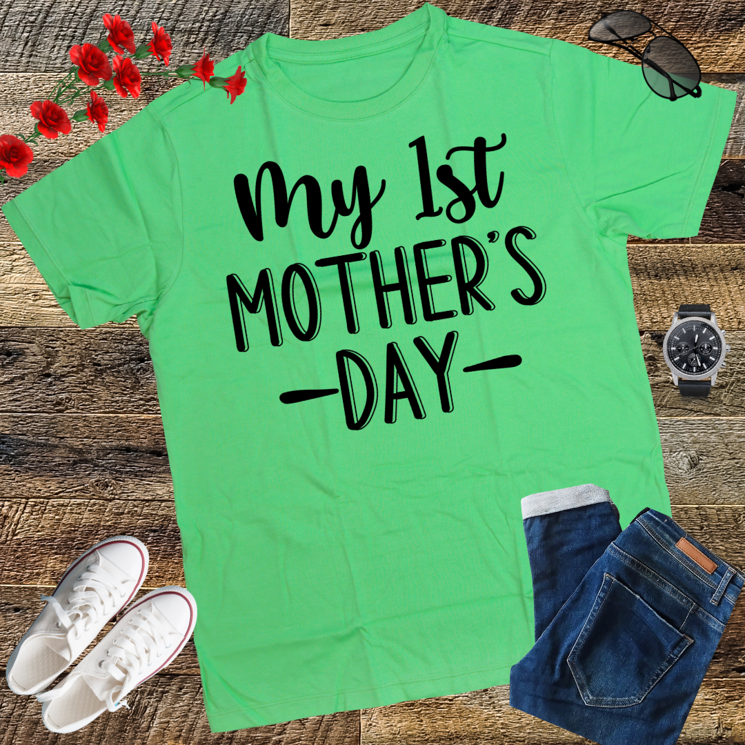 Womens My First Mothers Day Pregnancy Announcement Shirt Mom to Be
