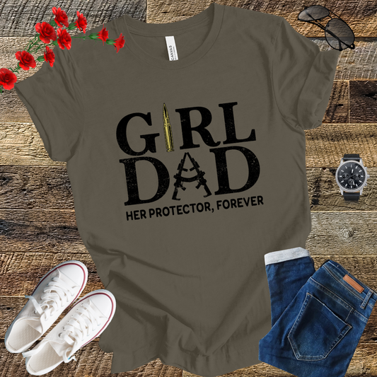girl dad her protector forever T Shirt