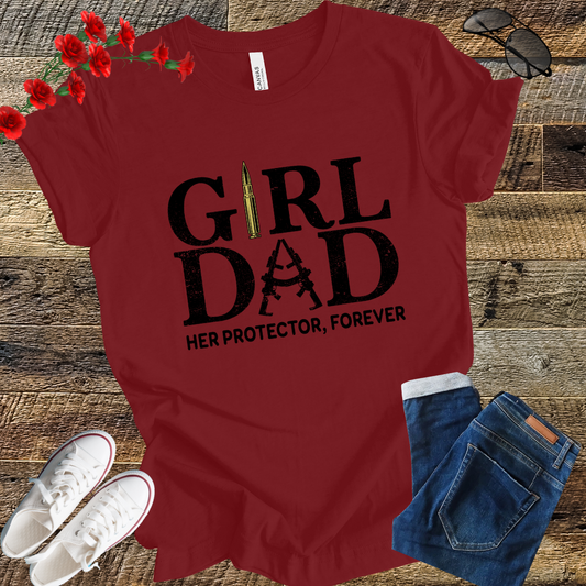 girl dad her protector forever T Shirt