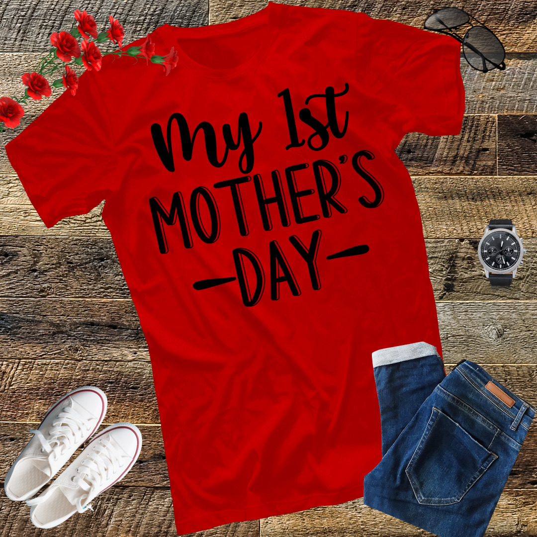 Womens My First Mothers Day Pregnancy Announcement Shirt Mom to Be