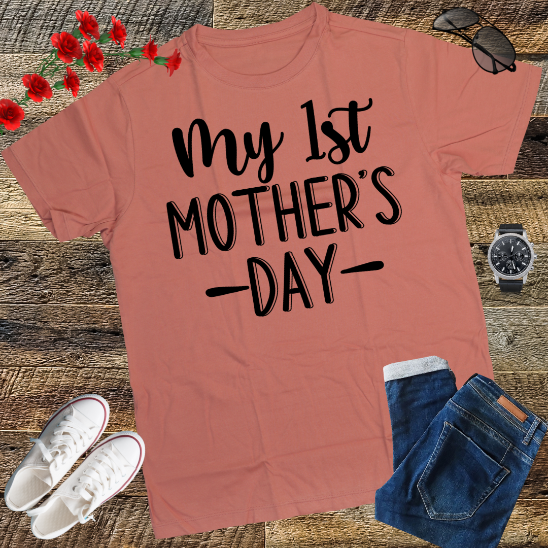 Womens My First Mothers Day Pregnancy Announcement Shirt Mom to Be