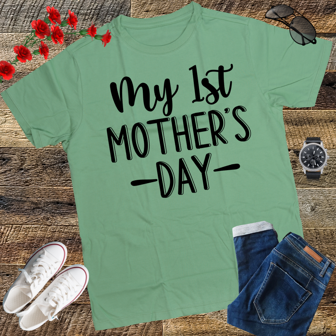 Womens My First Mothers Day Pregnancy Announcement Shirt Mom to Be