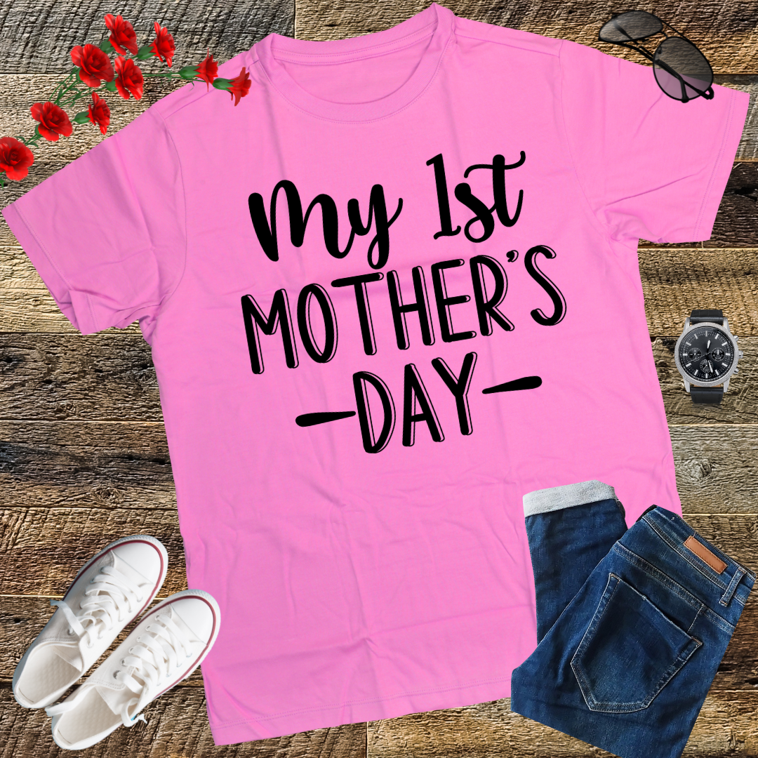 Womens My First Mothers Day Pregnancy Announcement Shirt Mom to Be