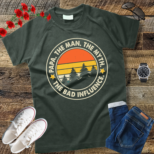 Papa The Man The Myth The Bad Influence Father's Day Papa T-Shirt