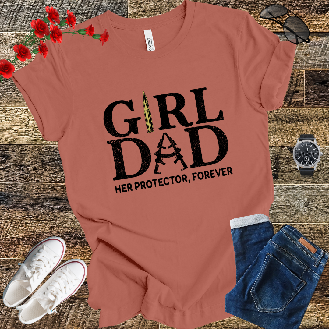 girl dad her protector forever T Shirt